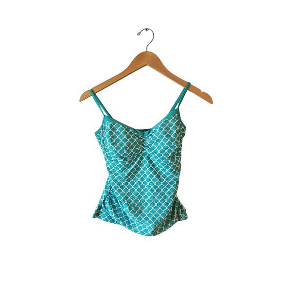 Boden sz 4/6 tankini two piece swimsuit set turquoise blue and white SW43 - Picture 2 of 6
